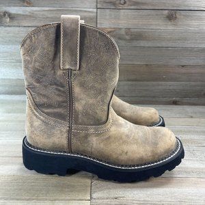 Ariat 14729 FatBaby Roper Boots Western Cowboy Bomber Distress Brown Leather 7.5